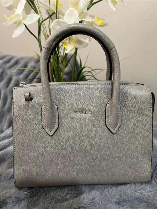 Furla Handbags - Furla Pin S Light Gray Leather Top-Handle Satchel retail $385 NWOT